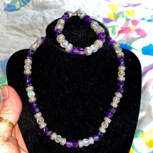artsin amethyst, necklace, and bracelet set